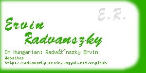 ervin radvanszky business card